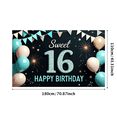 thumbnail image 2 of Yatrandify Decorative Design Sweet 16 Birthday Banner Colorful Theme Happy Birthday Backdrop for Birthday Party Indoor Decoration Celebration, 2 of 7
