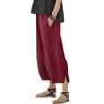 thumbnail image 4 of AOMPMSDX Women'S Pants Women' Fashion Casual Solid Color Casual Loose Trousers Straight Pants Bifurcated Wide Pocket Corduroy Pants Red Casual Shorts L, 4 of 7