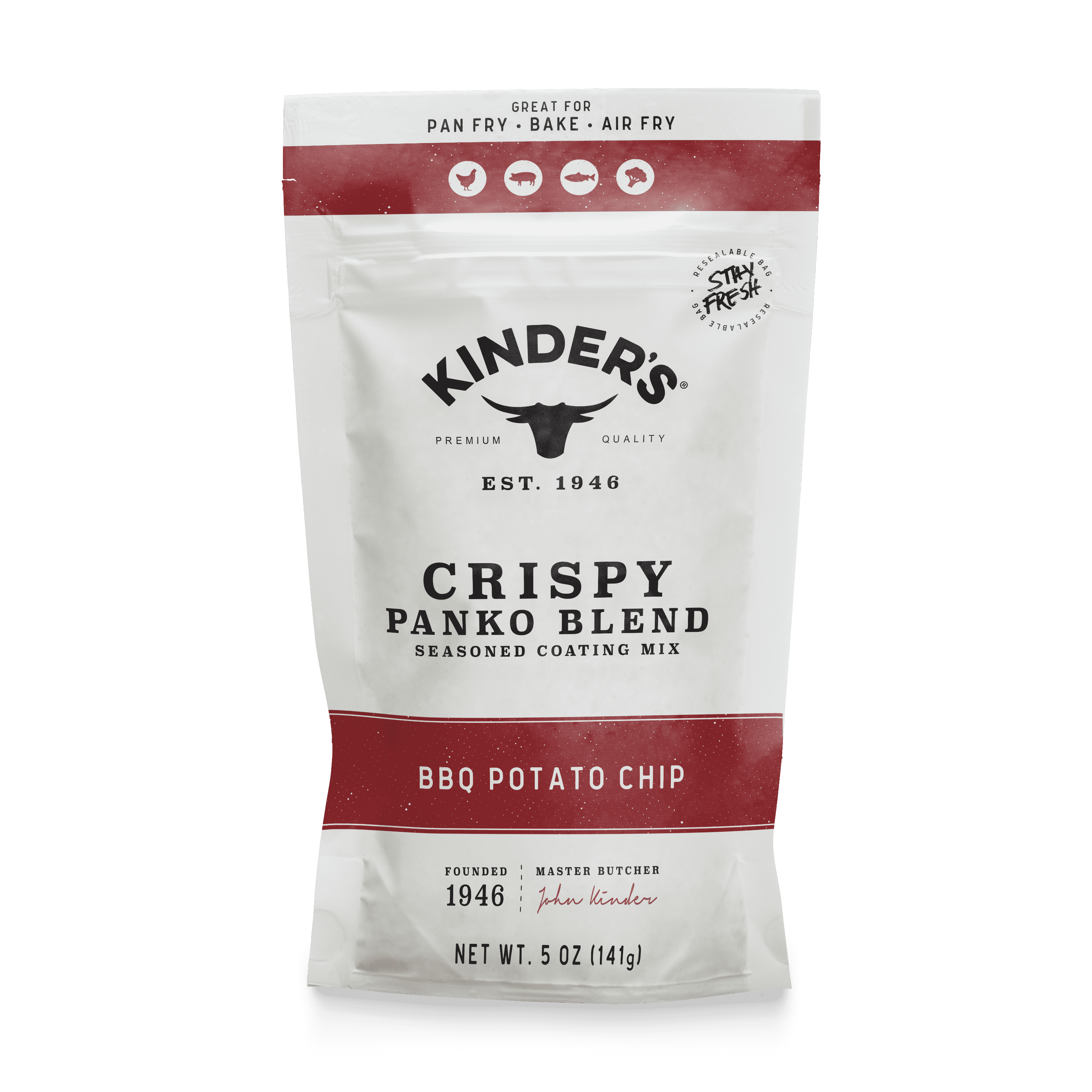 (3 pack) Kinder's BBQ Potato Chip Seasoned Panko Crumb Coating Mix, 5 oz