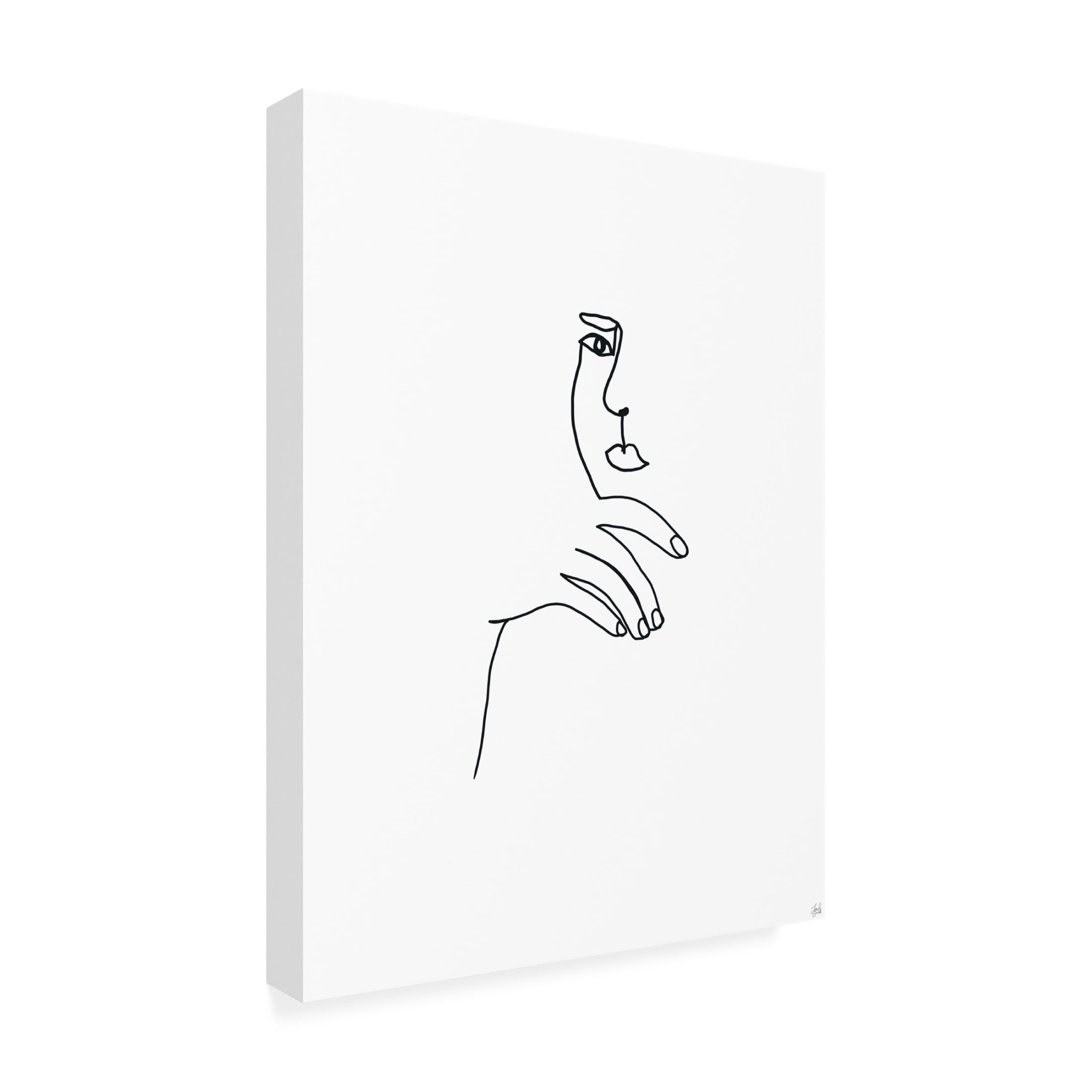 Canvas Wall Art - Line and Brush 'Line Female Look 2' Wall Art for Living Room, Bedroom, or Office Décor by Trademark Fine Art - 14 x 19 Inches