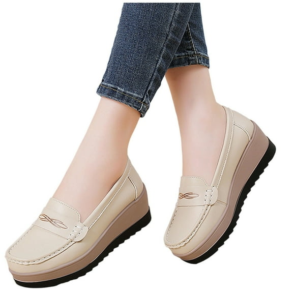 Wowcloth Women's Casual Slip-On Sneakers – Comfortable Breathable Round-Toe Platform Shoes with Chunky Sole for Everyday Fashion