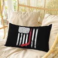 thumbnail image 4 of Black American Flag Pillow Covers, Linen Long Throw Pillow Case, Vintage Red Hockey Star Strip Flag Holiday Pillow Protector Decorative Cushion Cover for Living Room/Bedroom 24" x 36", 4 of 8