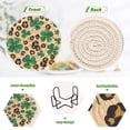 thumbnail image 4 of Haosy Set of 6 Drink Woven Coaster with Holder Heat Resistant Non-Slip Bar Coasters 4 Inches Four Leaf Clover Leopard, 4 of 7
