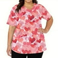 thumbnail image 3 of Dwralegc Valentines Day Scrub Uniforms Women V Neck Shirts Heart Pattern Short Sleeve Nursing Oversized T Shirts Stretch Uniform Watermelon Red 2XL, 3 of 5