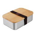 thumbnail image 3 of Batería de Cocina Caja bento de acero inoxidable 304 Caja de almuerzo con tapa de madera sellada Caja de picnic (550 ml) Ndcxsfigh Libre de BPA, 3 of 4