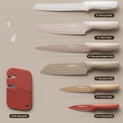 Astercook Knife Set, 7-Piece Kitchen Knives Set with Sharpener, High Carbon Stainless Steel Chef Knives with Anti-Rust Coating & 6 Blade Guards, Dishwasher Safe