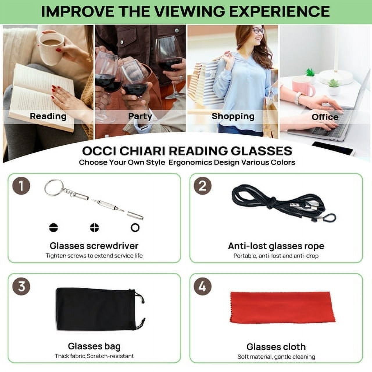 OCCI CHIARI Fashion Reading Glasses for Women 1.50 OversizedReaders 1.0 1.25 1.5 1.75 2.0 2.25 2.5 2.75 3.0 3.5 4.0 5.0 6.0 (Blue-Purple,3.0+)