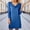 D-Blue, variant on Womens Dresses Long Sleeved Form Fitting Deep V Neck Tight Mid Length Dress Versatile Clothing 2Xl Red