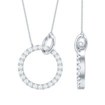 Rosec Jewels 1/4 CT Natural Diamond Eternity Minimal Necklace in Gold, 14K White Gold