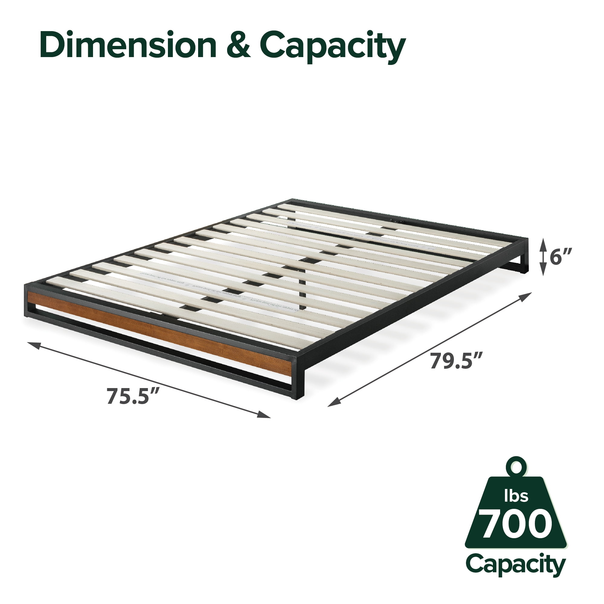 Zinus Good Design Winner Suzanne 6" Bamboo and Metal Platform Bed - Chestnut Brown, King
