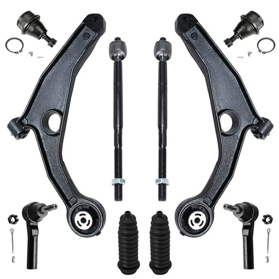 Detroit Axle - 10pc Suspension Kit for 2011-2014 Chrysler 200, 2008-2014 Dodge Avenger, 2 Lower Control Arms, 2 Lower Ball Joints, 4 Inner and Outer Tie Rods, 2 Boots, Replacement