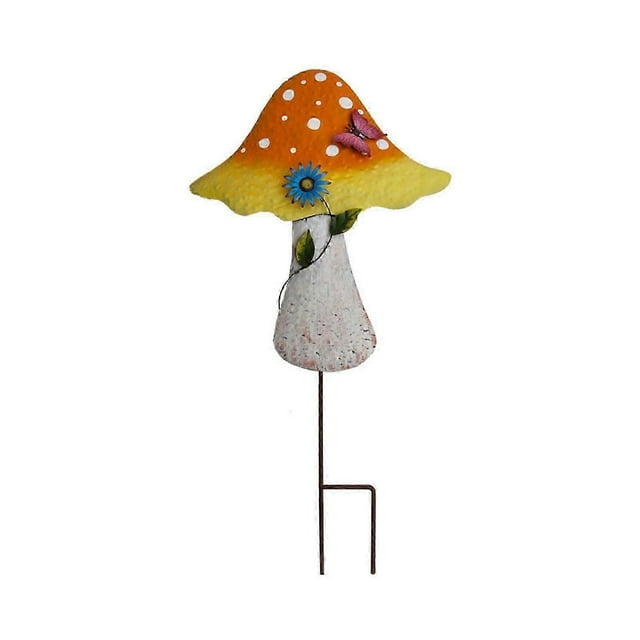 Metal Iron Mushroom Garden Kettle Decorative Garden Stake