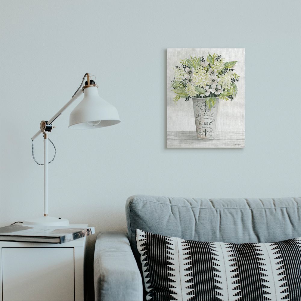 Stupell Industries French Floral Greenery Bouquet Parisian Charm Flowers Canvas Wall Art Design by Cindy Jacobs, 16" x 20"