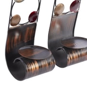 DecMode 2 Holder Brown Metal Abstract Wall Sconce, Set of 2