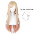 thumbnail image 4 of Peluca Probeauty larga lisa rubia con mechas rosas de 80 cm para mujer, 4 of 8