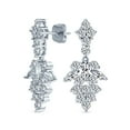 thumbnail image 3 of Bridal Jewelry Set Art Deco Style Vintage Style Marquise Leaf Starburst Cubic Zirconia AAA CZ Choker Collar V Statement Necklace & Chandelier Dangle Earrings for Women Wedding Pageant, 3 of 8