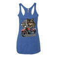 thumbnail image 2 of American Motorcycle Wolves Survivors Made in the USA | Womens Fashion Premium Tri-Blend Racerback Tank Top, Vintage Royal, X-Large, 2 of 4