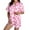 F Pink, variant on Women's Pajamas Heart Print Satin Pajama Set Short Sleeve Casual Button Down Top with Shorts Soft Valentine's Day Nightwear Pajamas for Women Set Pink L