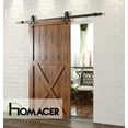 thumbnail image 2 of Homacer Black Rustic Sliding Barn Door Hardware Kit, for One/Single Door, 9ft Long Flat Track, Diamond Design Roller, Heavy Duty, for Interior & Exterior Use, 2 of 3