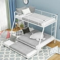 thumbnail image 2 of Bunk Bed, Twin Over Full Metal Bunk Bed, Bunk Bed with Twin Size Trundle, Two-Side Ladders, for Living Room, Bedroom, Guest Room, White, 2 of 7