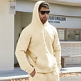 thumbnail image 7 of LIIPEE Men Hoodie Solid Color Long Sleeve Pullover Hooded Sweatshirt With Pockets Male Comfort School Sweatshirts,Beige,L, 7 of 7