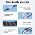 thumbnail image 3 of Cable de audio DCNETWORK de 3,5 mm a RCA macho Lightning a RCA, 3 of 7