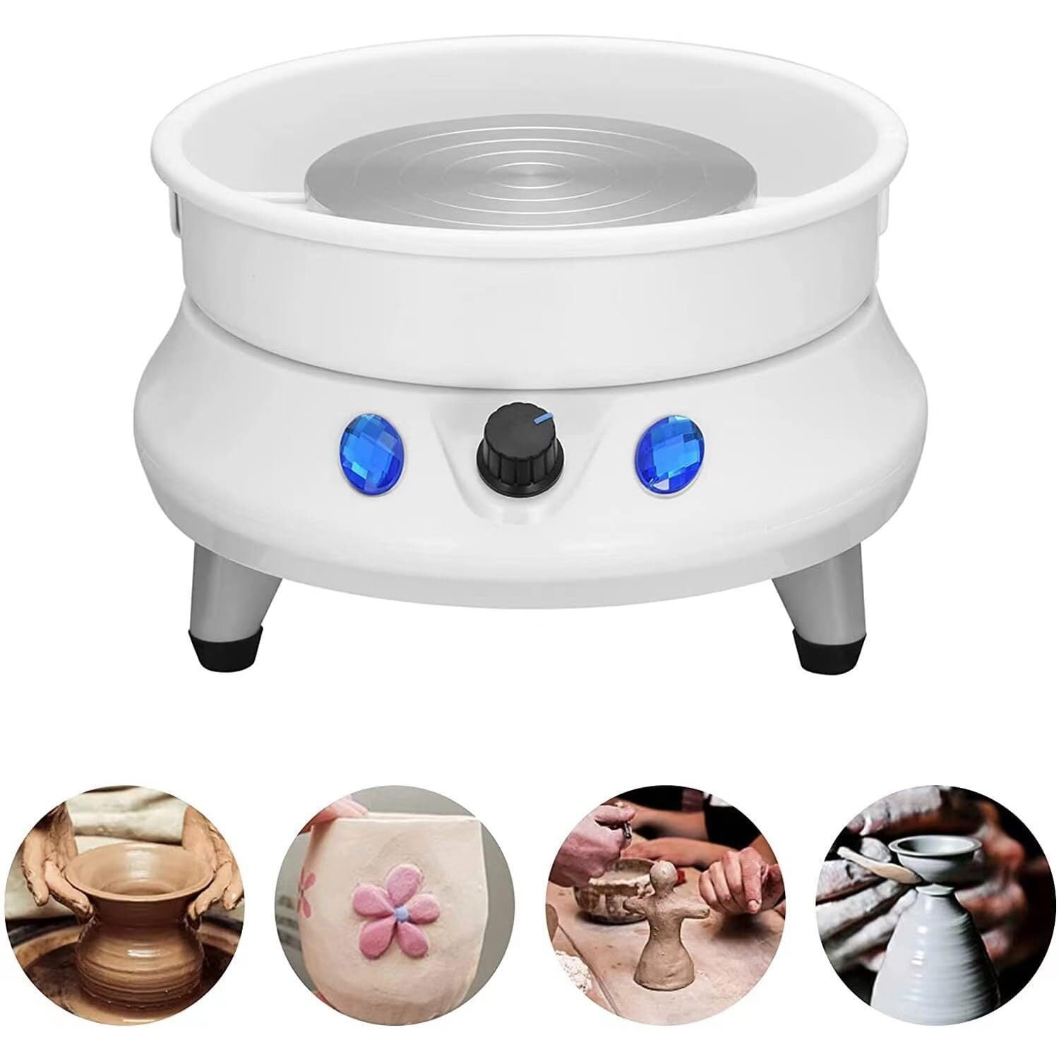 Electric Mini Pottery Wheel Machine, Pottery Forming Machine, 2000 RPM Ceramic Wheel Clay Tools, with 8 Clay Tools, for Adults Pottery Lovers