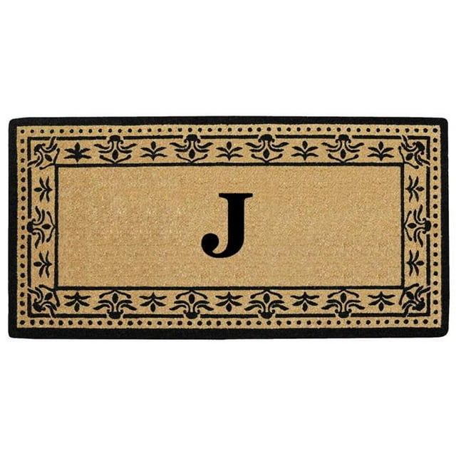 Nedia Home O2199J 36 x 72 Po Corinthienne Robuste Porte de Coco Mat&44; Monogramme J - Bronzage Naturel & Noir