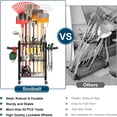 thumbnail image 2 of Heavy Duty Garden Tool Organizer with Lockable Wheels, Black Yard Storage for Shed, Garage, Lawn, Up to 50 Tools, 2 of 5
