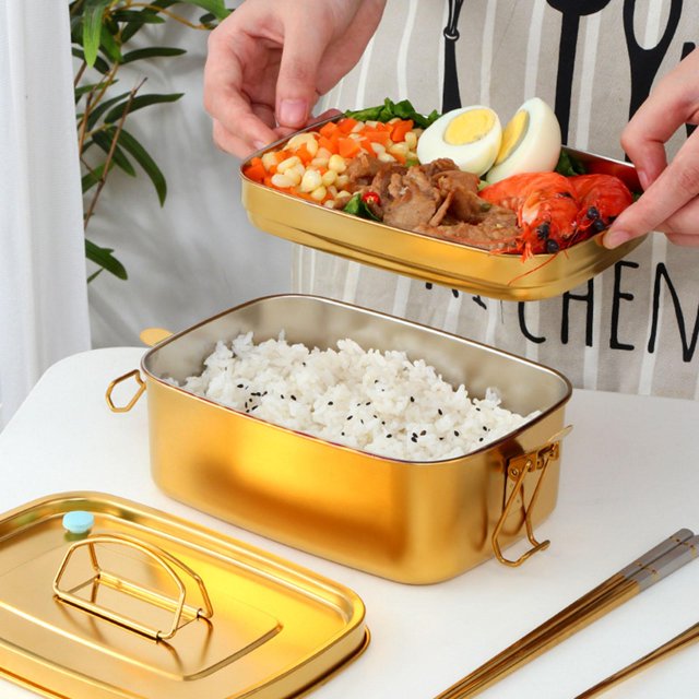 Bento Lunch Box Baoblaze de Preparación de Comidas para Oficina en El Hogar Oro