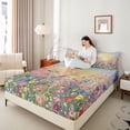 thumbnail image 4 of Manfei Colorful Flowers 3pcs Twin Sheet Sets for Teens Girls,Watercolor Floral Blossoms Twin Fitted Sheet,Spring Graden Breathable Flat Sheet,Breathable Home Decor, 4 of 7