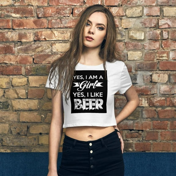Yes I Am A Girl And I Like Beer Crop Tee