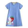 thumbnail image 1 of MIASHUI Robe Décontractée à Manches Courtes pour Filles, Col Rond, Ligne A, Dessin Animé, Bleu Ciel, 4-5 Ans, 1 of 6