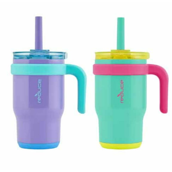 Reduce Coldee 14oz Tumblers with Handles, 2-pack, Purple (1) Mint (1)