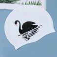 thumbnail image 4 of MasteelfCA 1PC Silicone Swimming Practical Waterproof Swim Pool Hat Long Hair Ear Protection Swim for Women Female (Swan Pattern), 4 of 7
