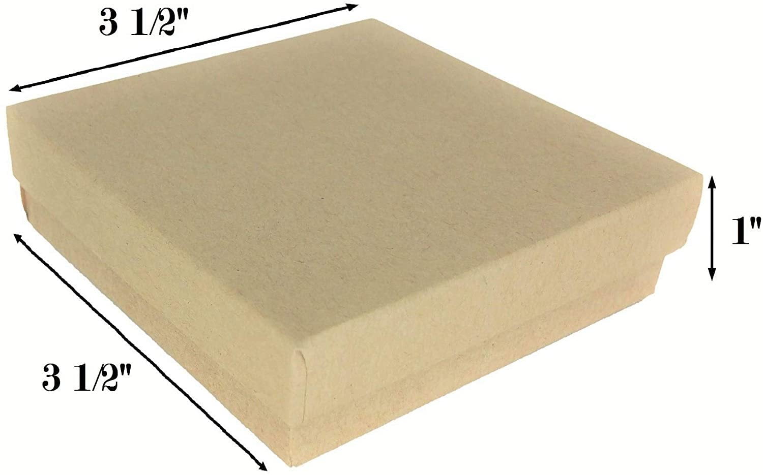 N'icePackaging - 20 Qty Kraft Imported Cotton Filled Bangle Jewelry Boxes - for Low Profile Bangles/Braclets/Small Watches & Large Earrings - 3 1/2" x 3 1/2" x 1"