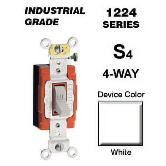 Leviton 1224-2W 20 Amp 4-Way Toggle Switch Industrial - White