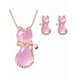 thumbnail image 4 of Conjuntos de joyería Xtellar de Cristal, Collar y conjunto de pendientes de Mujer Color Rosa/Dorado Forma Linda del Gato, 4 of 5