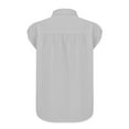 thumbnail image 5 of Gray Womens Tops Women's Elastic Cuffs Cotton Linen Button Up Shirt for Daily Casual Commuting Shirts for Women, 5 of 6