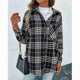 thumbnail image 1 of Chaqueta Larga A Cuadros Para Mujer, Cierre De Botón, Chaqueta Con Cuello Vuelto Para Mujer, Poliéster, Botonadura Sencilla, Elegante Para Viajar Y Trabajar ANGGREK XL negro, 1 of 7