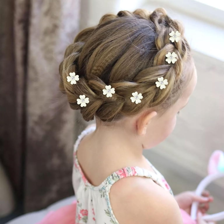 20 Pcs Mini Yellow Flower Hair Clips with Rhinestone Cute Hair