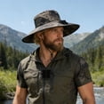 thumbnail image 3 of Ticikt Extra Wide Brim Solar Fan Hat, Mens Fishing Hiking Hat, Neck Flap Sun Hat, Solar Powered Cooling Cap Fisherman Hats,Color:Coffee, 3 of 3