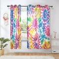 thumbnail image 6 of 2 Panels Set Blackout Curtains Thermal Insulated Sun Protection Room Darkening Drapes for Bedroom Tie-dye Pattern, 6 of 7