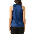 thumbnail image 3 of INSPIRE CHIC Women's Satin Tank Tops Sleeveless Bow Tie Neck Solid Work Blouses S Navy Blue, 3 of 6