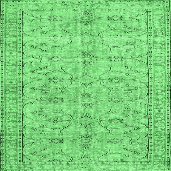 Ahgly Company Indoor Square Persian Emerald Green Traditional Area Rugs, 4' Square