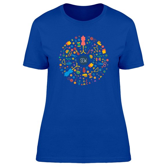 Colorful Sewing Doodles Tee Women's -Image by Shutterstock