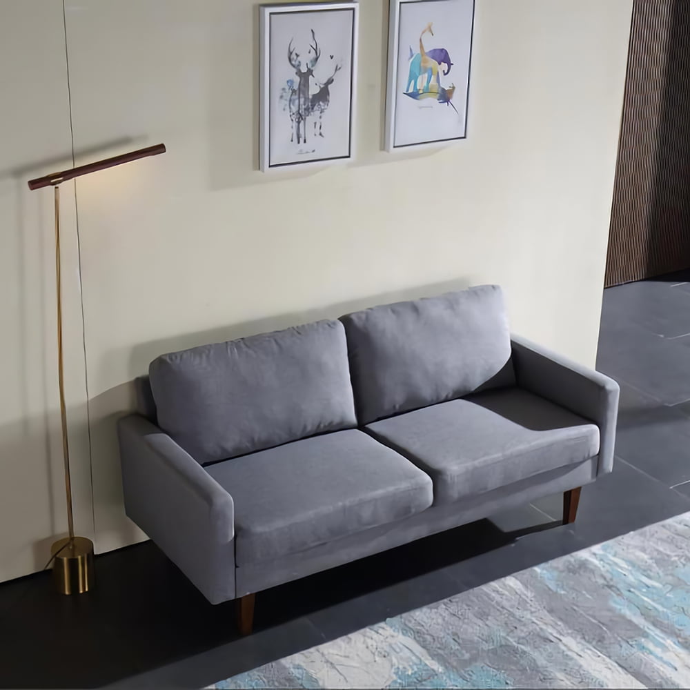 Kepooman Modern Linen Fabric Loveseat Sofa for Living Room Hotel Bedroom, Gray Kepooman Modern Linen Fabric Loveseat Sofa for Living Room Hotel Bedroom, Gray
