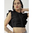 thumbnail image 4 of Moomaya Button Down Solid Cotton Crop Top, Frilled Sleeve Tops Summer Clothing, 4 of 8