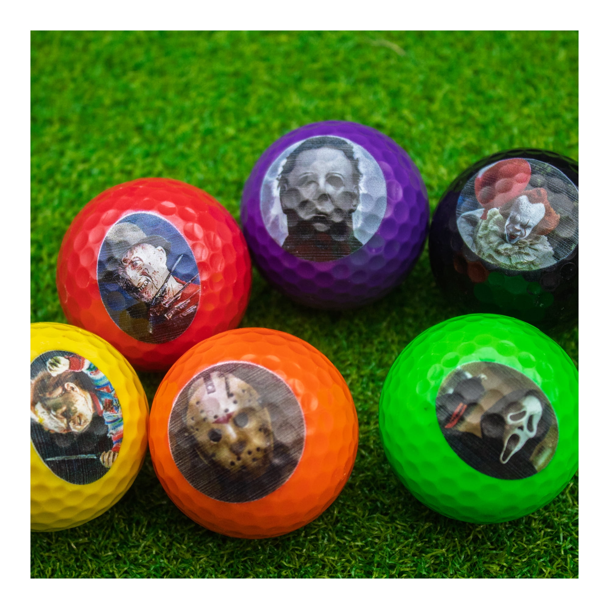 Halloween Horror Golf Balls – 12-Pack with Classic Movie Monster Designs by GBM GOLF