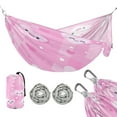 thumbnail image 2 of Wobogo Pink Gingham Love Pattern Camping Hammocks 330 lb Capacity with Tree Straps and Hanging Pockets for Outside Hiking Beach Backpack Travel, 2 of 8